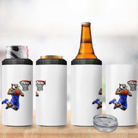 Funny Wildcat Dunking Basketball 4 in 1 Can Cooler Tumbler Gift For Sports Fan