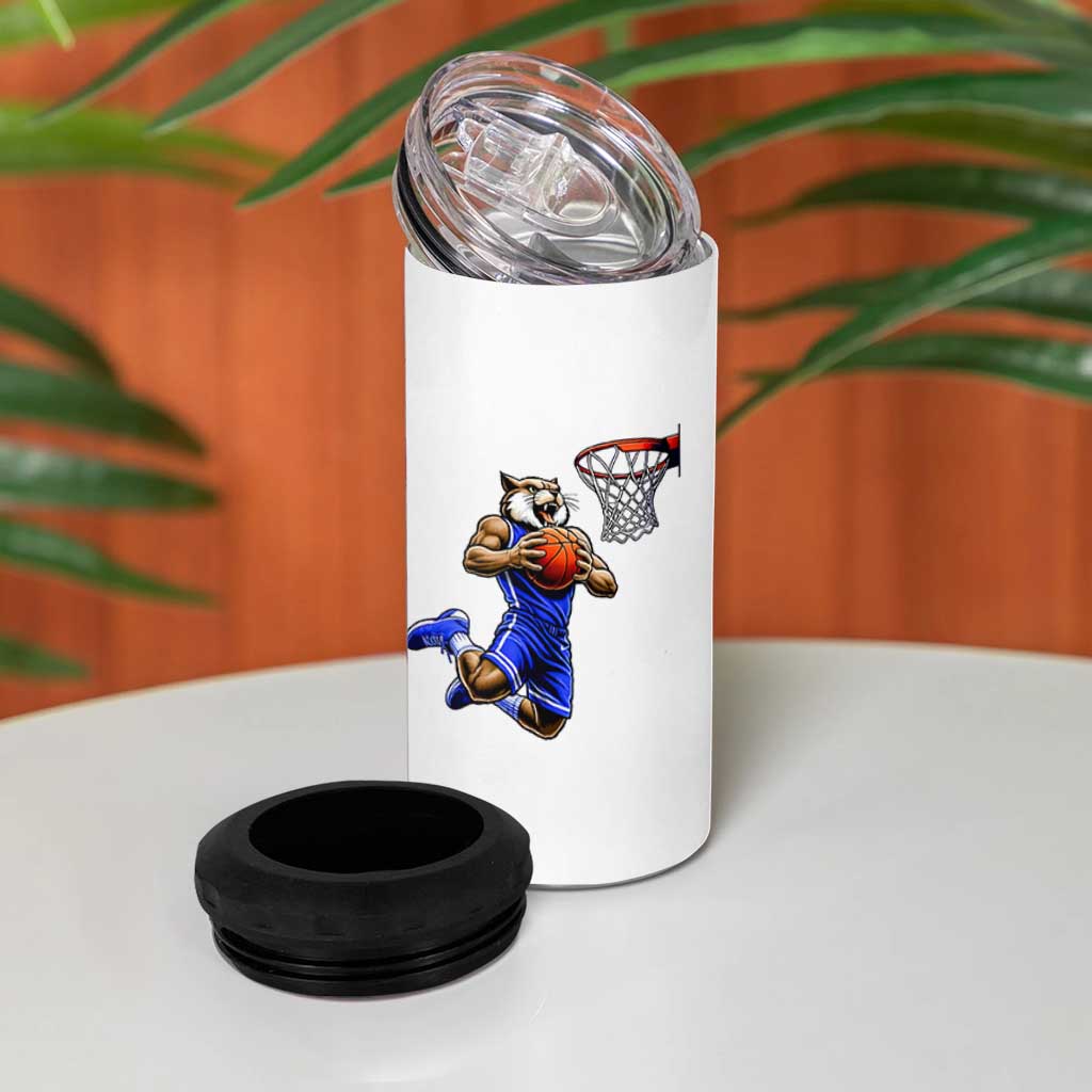 Funny Wildcat Dunking Basketball 4 in 1 Can Cooler Tumbler Gift For Sports Fan