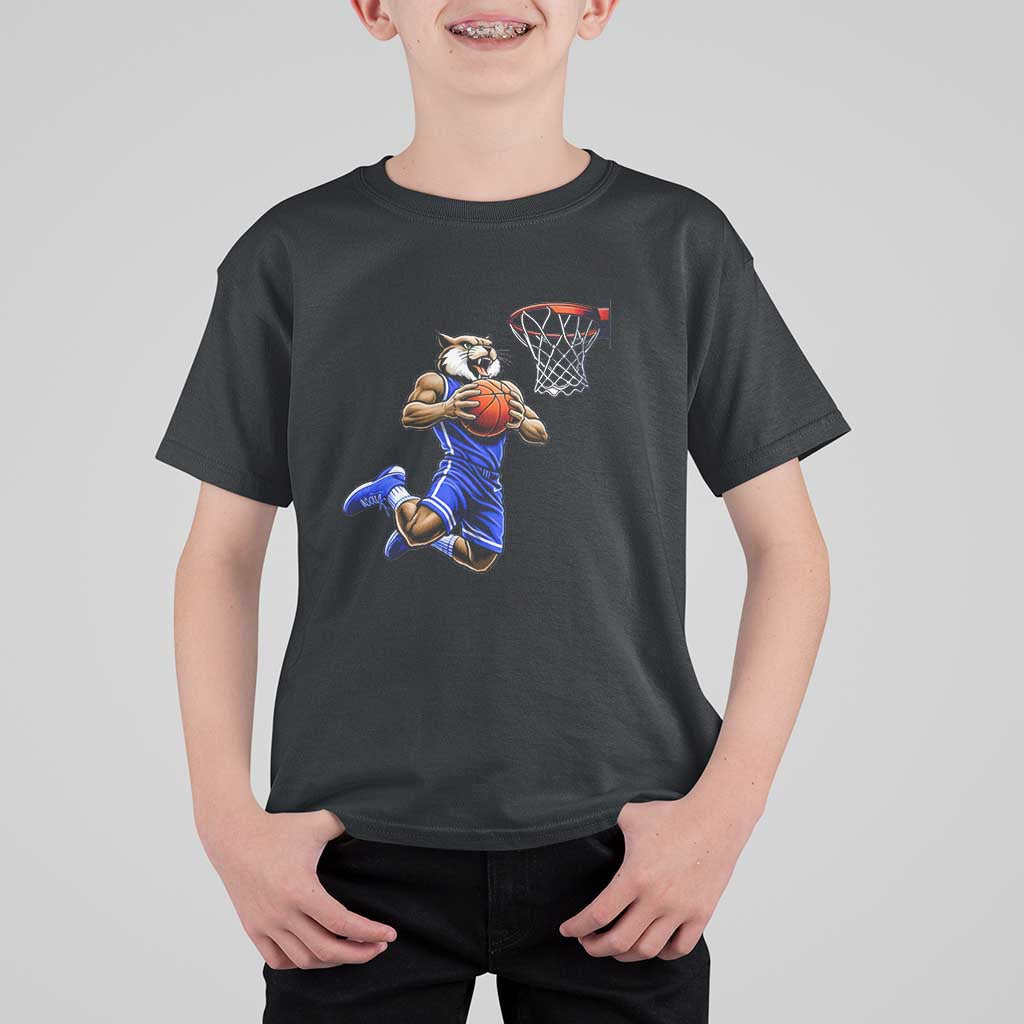 Funny Wildcat Dunking Basketball T Shirt For Kid Gift For Sports Fan