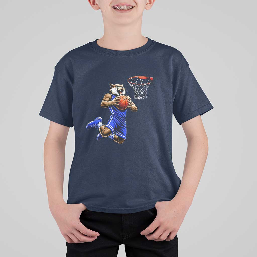 Funny Wildcat Dunking Basketball T Shirt For Kid Gift For Sports Fan