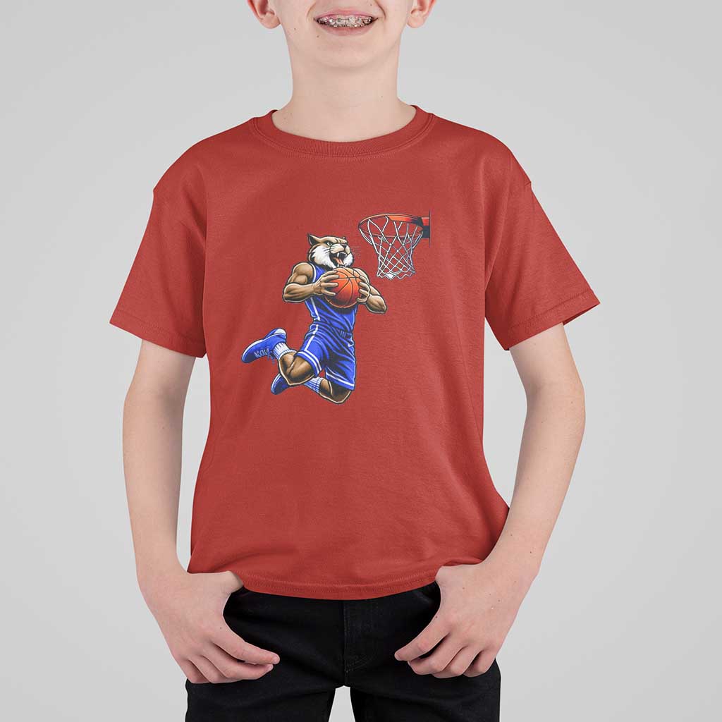 Funny Wildcat Dunking Basketball T Shirt For Kid Gift For Sports Fan