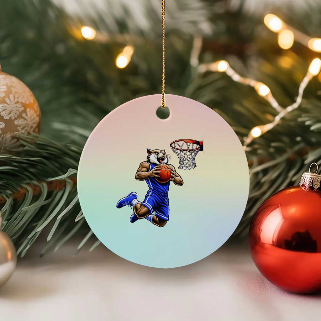 Funny Wildcat Dunking Basketball Ceramic Ornament Gift For Sports Fan