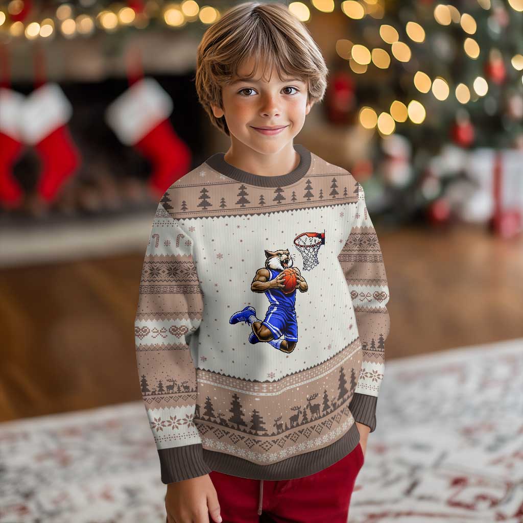 Funny Wildcat Dunking Basketball Ugly Christmas Sweater Gift For Sports Fan