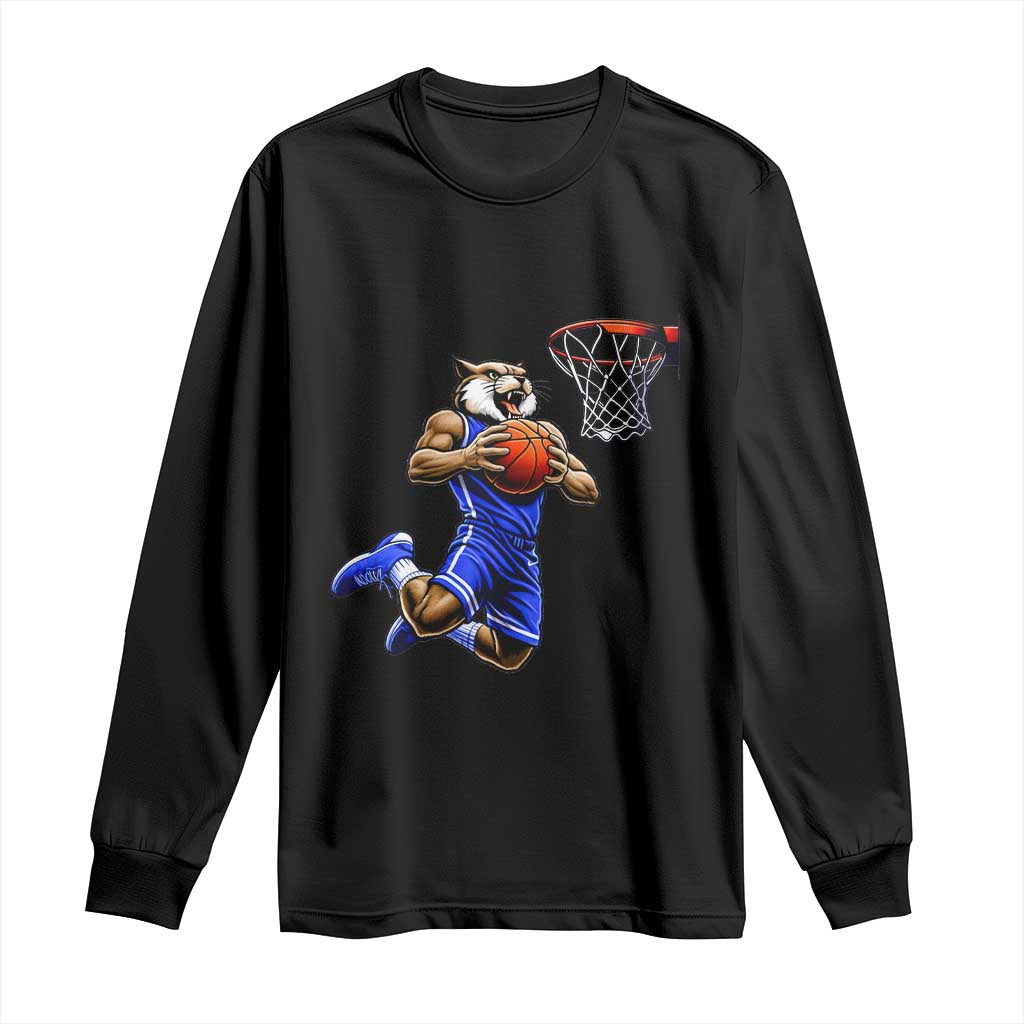 Funny Wildcat Dunking Basketball Long Sleeve Shirt Gift For Sports Fan
