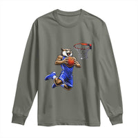 Funny Wildcat Dunking Basketball Long Sleeve Shirt Gift For Sports Fan