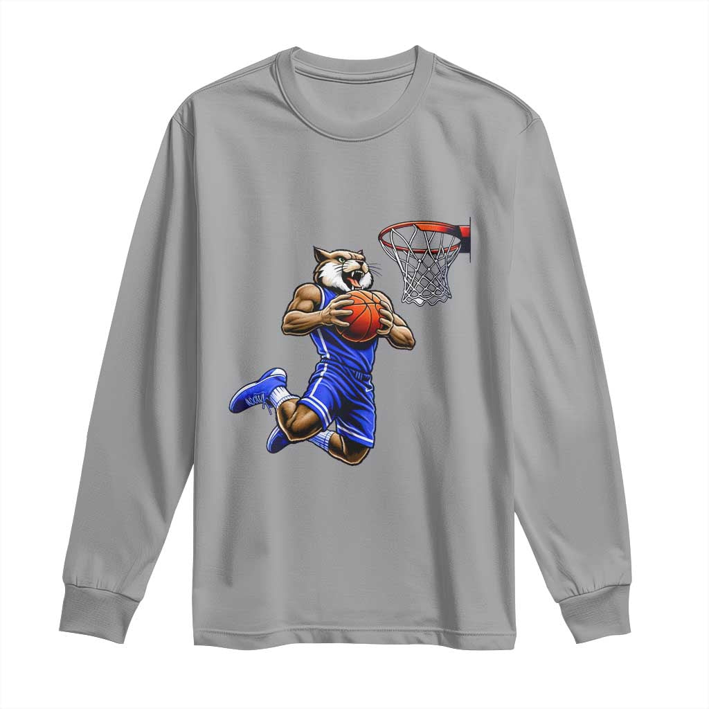 Funny Wildcat Dunking Basketball Long Sleeve Shirt Gift For Sports Fan