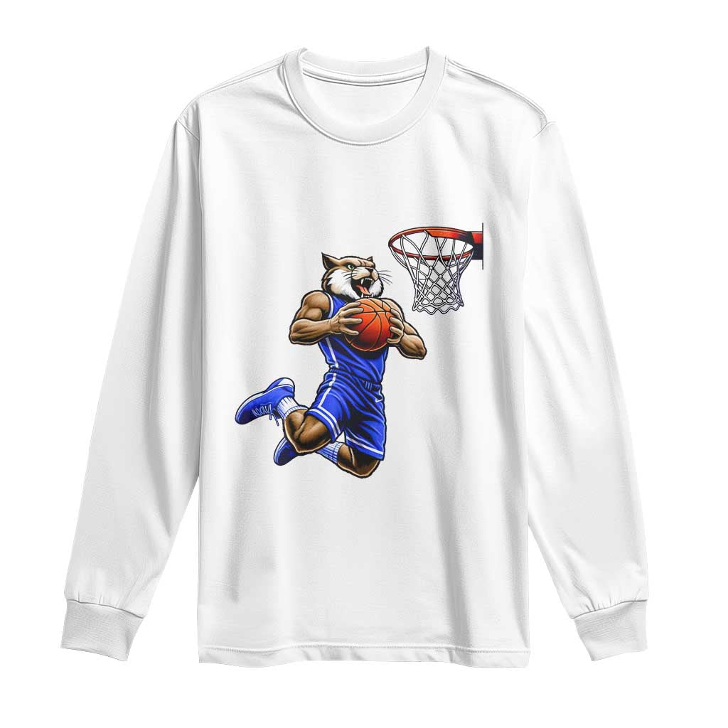 Funny Wildcat Dunking Basketball Long Sleeve Shirt Gift For Sports Fan