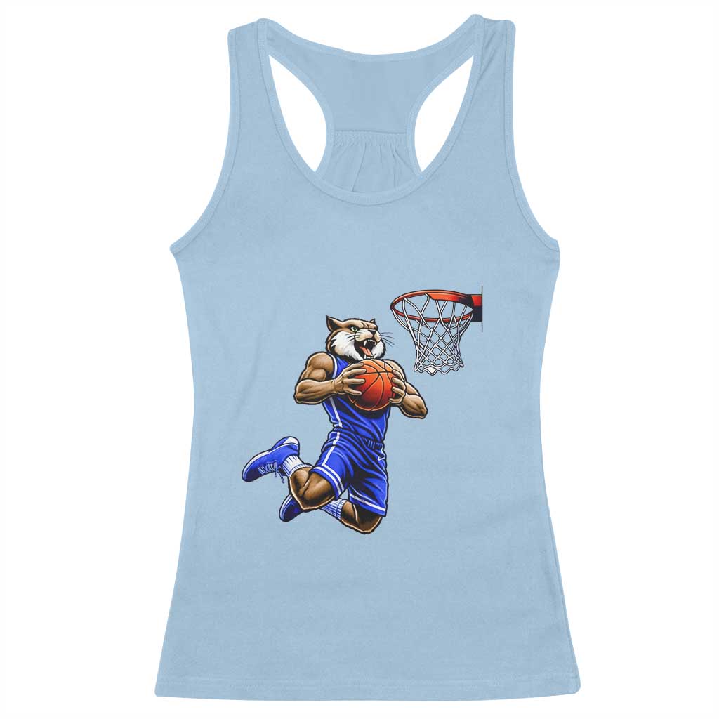 Funny Wildcat Dunking Basketball Racerback Tank Top Gift For Sports Fan