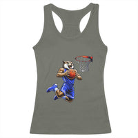 Funny Wildcat Dunking Basketball Racerback Tank Top Gift For Sports Fan