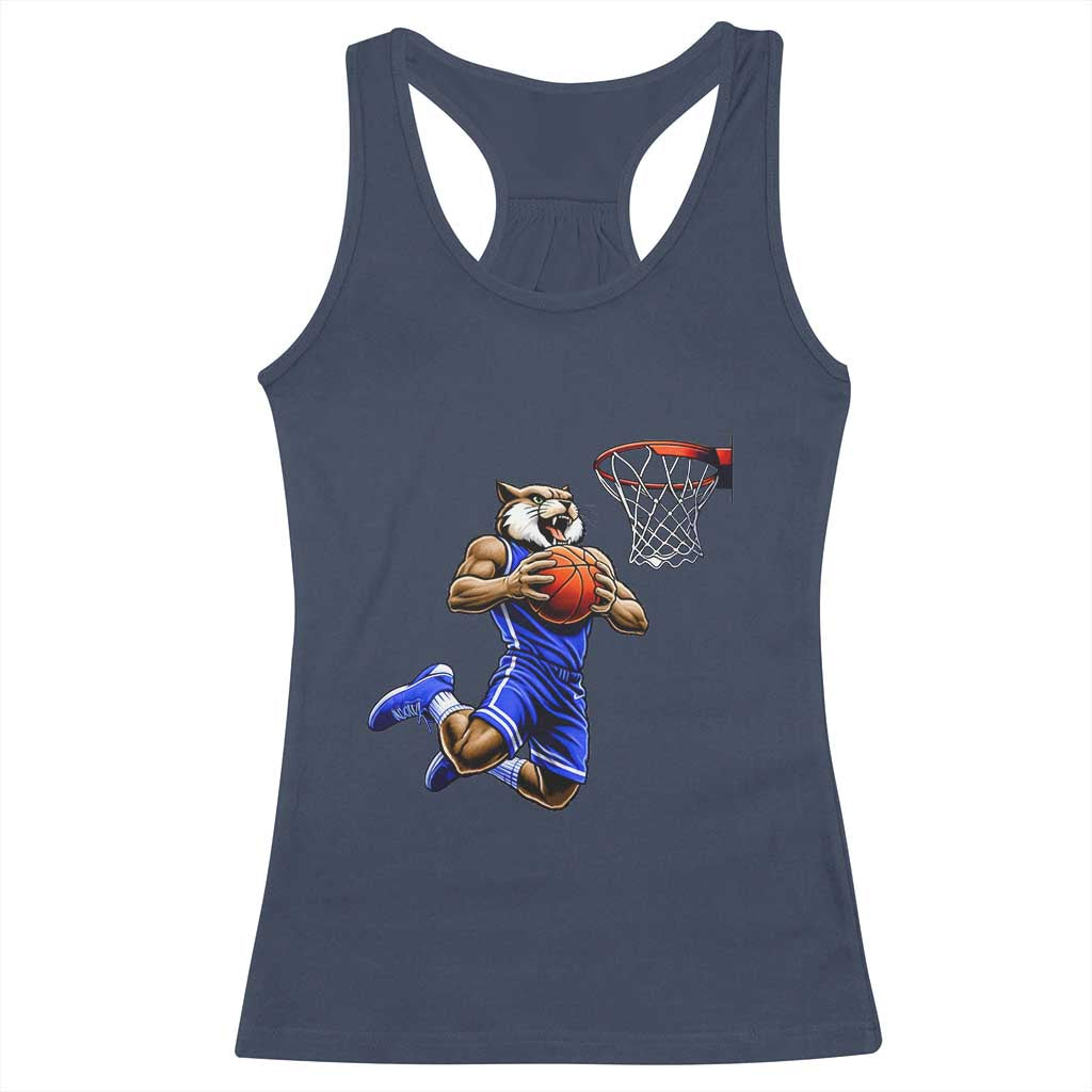 Funny Wildcat Dunking Basketball Racerback Tank Top Gift For Sports Fan