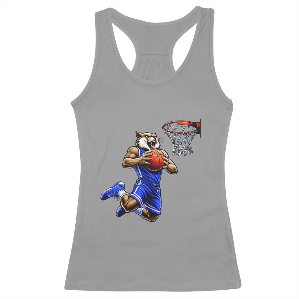 Funny Wildcat Dunking Basketball Racerback Tank Top Gift For Sports Fan