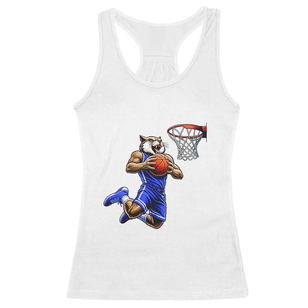 Funny Wildcat Dunking Basketball Racerback Tank Top Gift For Sports Fan