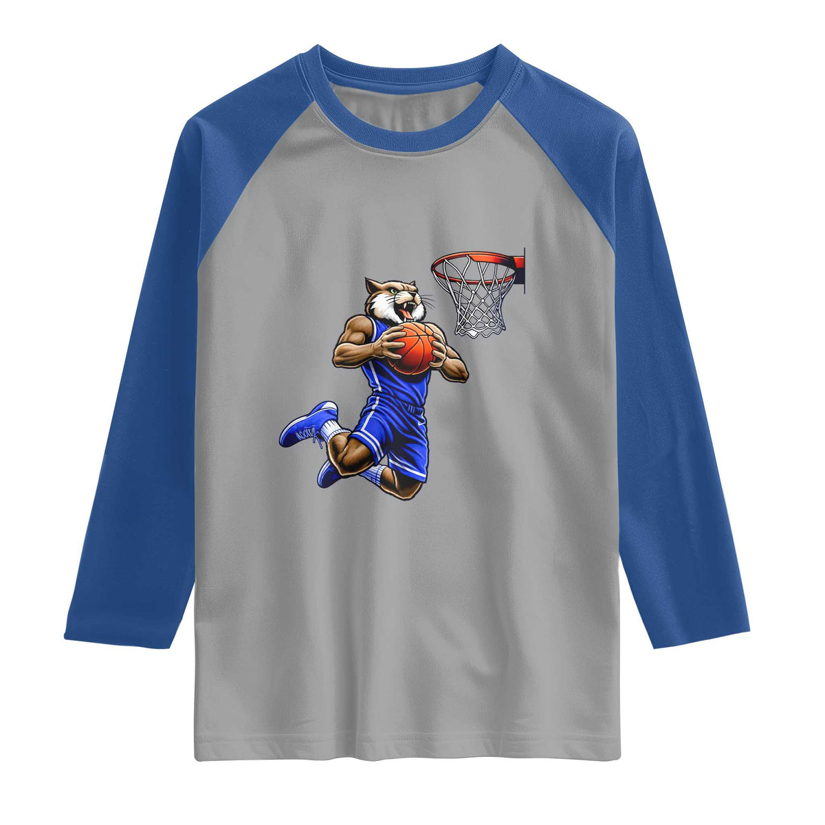 Funny Wildcat Dunking Basketball Raglan Shirt Gift For Sports Fan