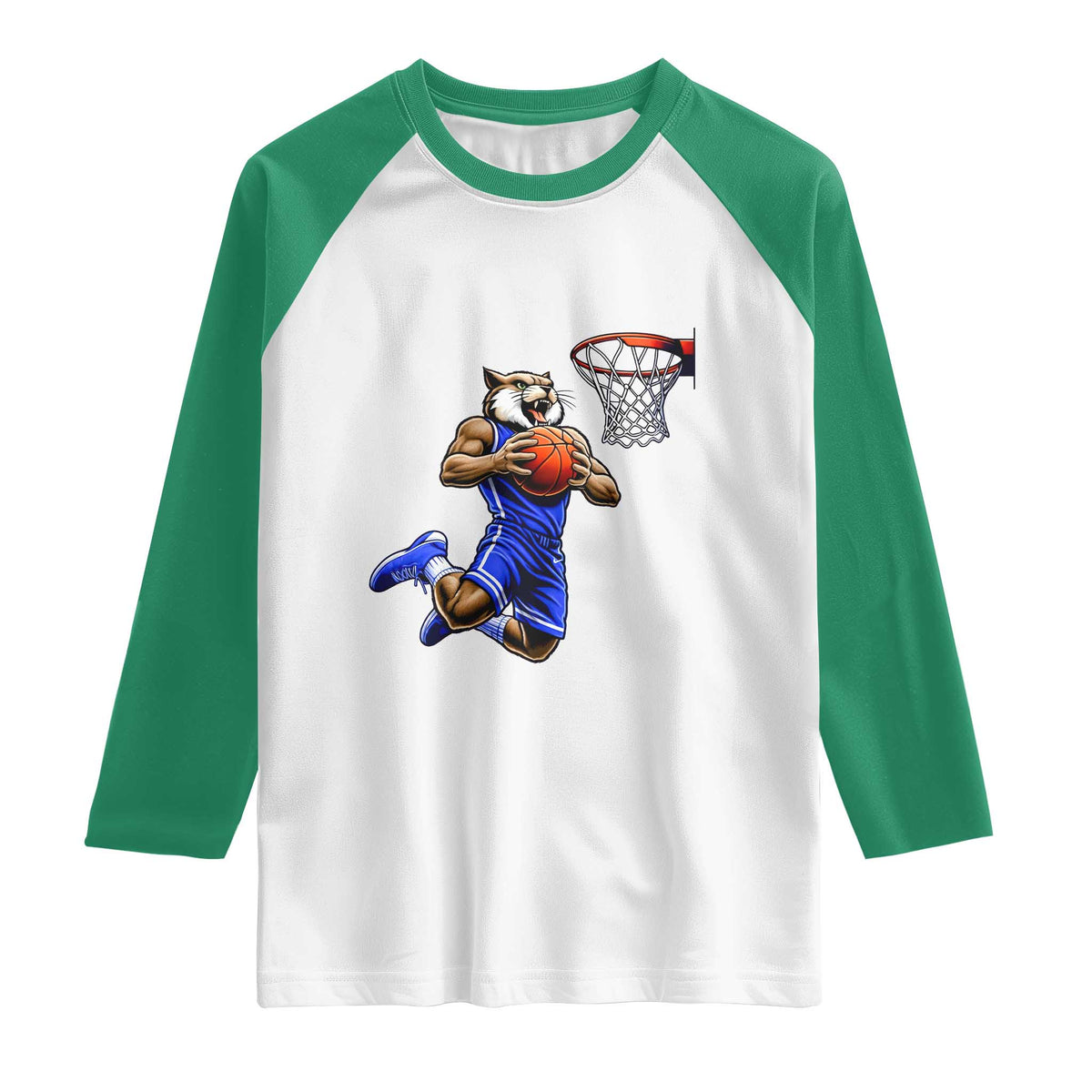 Funny Wildcat Dunking Basketball Raglan Shirt Gift For Sports Fan