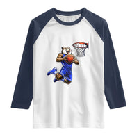Funny Wildcat Dunking Basketball Raglan Shirt Gift For Sports Fan