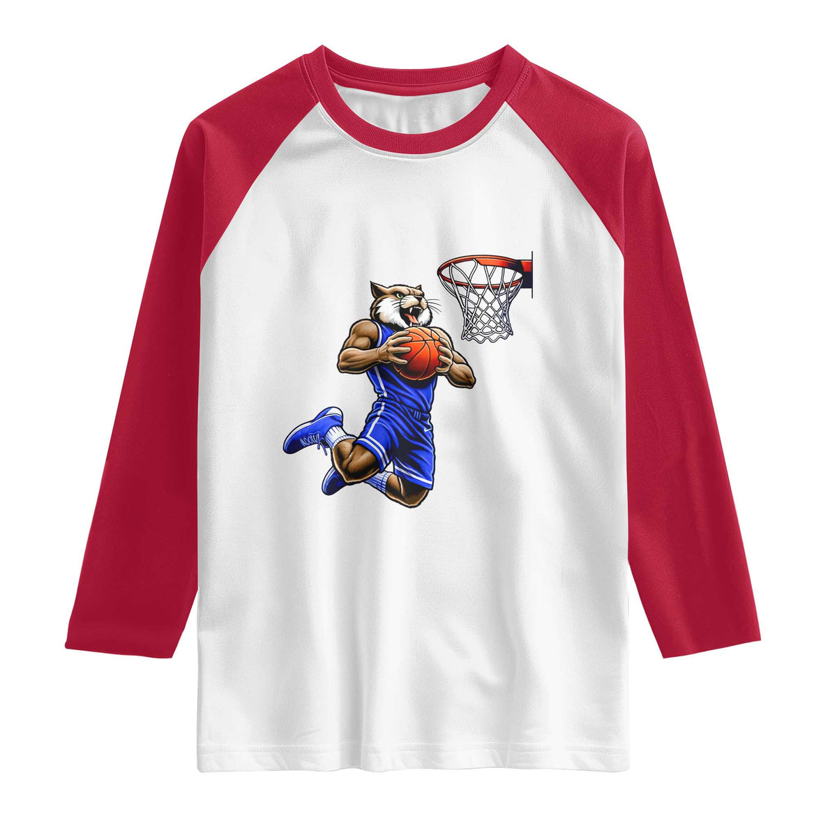 Funny Wildcat Dunking Basketball Raglan Shirt Gift For Sports Fan