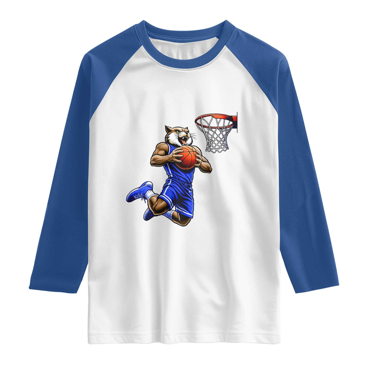 Funny Wildcat Dunking Basketball Raglan Shirt Gift For Sports Fan