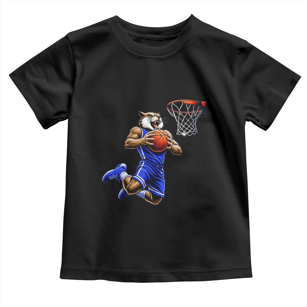 Funny Wildcat Dunking Basketball Toddler T Shirt Gift For Sports Fan