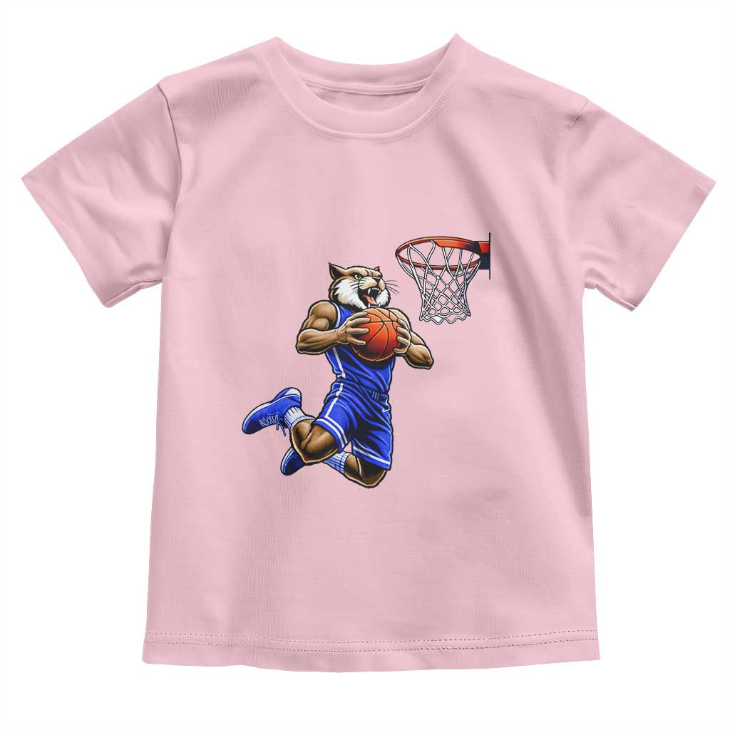 Funny Wildcat Dunking Basketball Toddler T Shirt Gift For Sports Fan