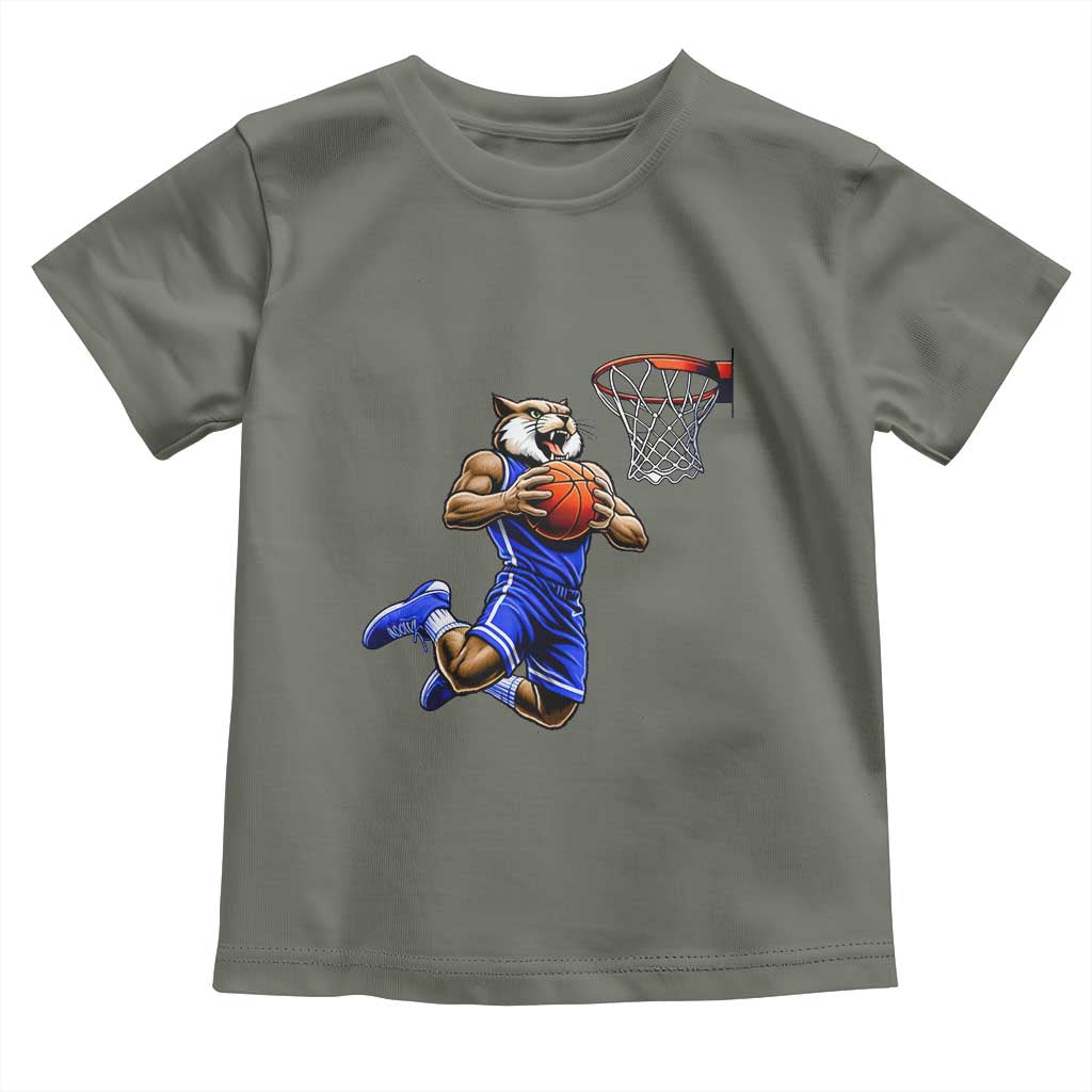 Funny Wildcat Dunking Basketball Toddler T Shirt Gift For Sports Fan