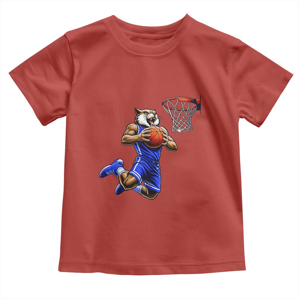 Funny Wildcat Dunking Basketball Toddler T Shirt Gift For Sports Fan
