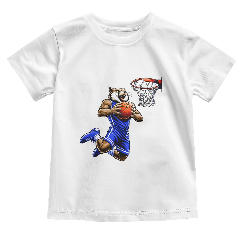 Funny Wildcat Dunking Basketball Toddler T Shirt Gift For Sports Fan