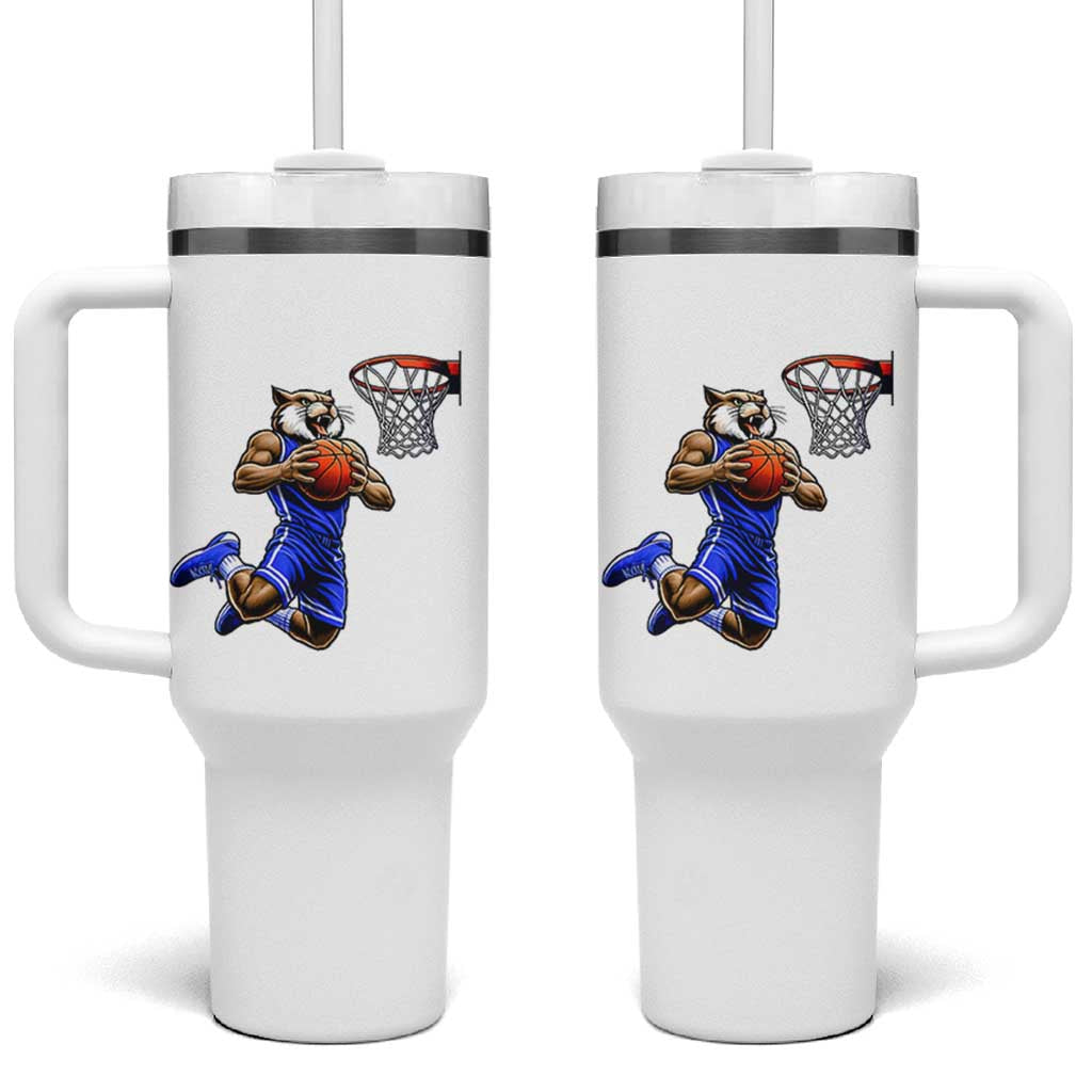 Funny Wildcat Dunking Basketball Tumbler With Handle Gift For Sports Fan