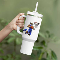 Funny Wildcat Dunking Basketball Tumbler With Handle Gift For Sports Fan