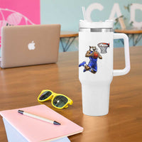 Funny Wildcat Dunking Basketball Tumbler With Handle Gift For Sports Fan