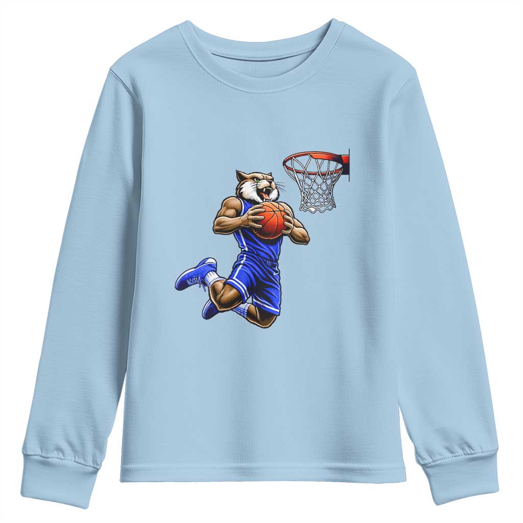 Funny Wildcat Dunking Basketball Youth Sweatshirt Gift For Sports Fan