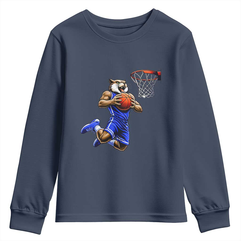 Funny Wildcat Dunking Basketball Youth Sweatshirt Gift For Sports Fan
