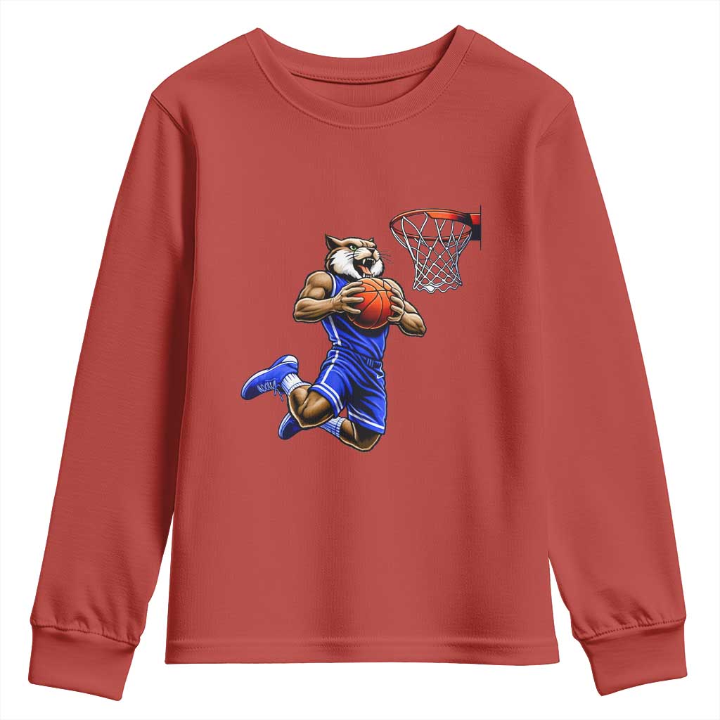 Funny Wildcat Dunking Basketball Youth Sweatshirt Gift For Sports Fan