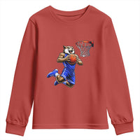 Funny Wildcat Dunking Basketball Youth Sweatshirt Gift For Sports Fan