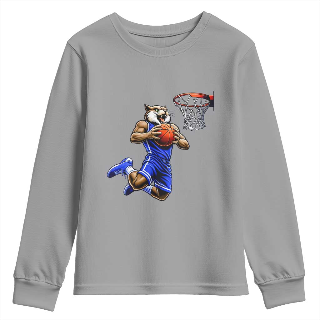 Funny Wildcat Dunking Basketball Youth Sweatshirt Gift For Sports Fan