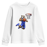 Funny Wildcat Dunking Basketball Youth Sweatshirt Gift For Sports Fan