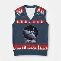 Back To The Moon V-Neck Knit Sweater Vest Lunar Mission Astronaut Space Lover
