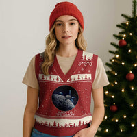 Back To The Moon V-Neck Knit Sweater Vest Lunar Mission Astronaut Space Lover