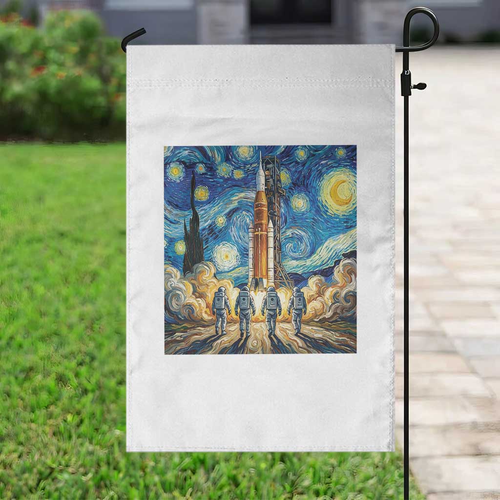 Lunar Mission Astronaut Starry Night Garden Flag Space Lover Gift