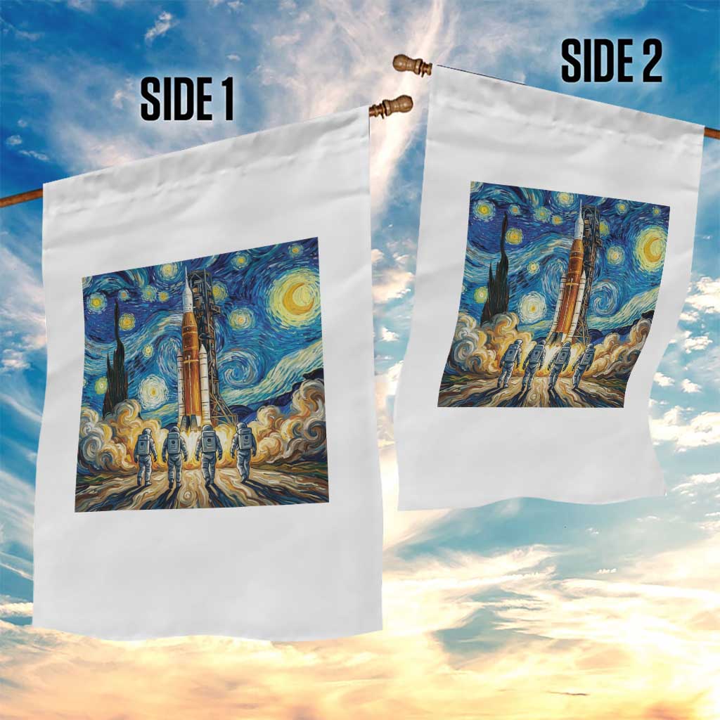 Lunar Mission Astronaut Starry Night Garden Flag Space Lover Gift