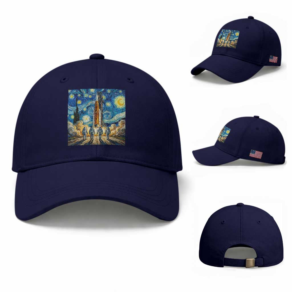 Lunar Mission Astronaut Starry Night Baseball Cap Space Lover Gift