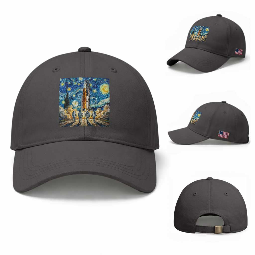 Lunar Mission Astronaut Starry Night Baseball Cap Space Lover Gift