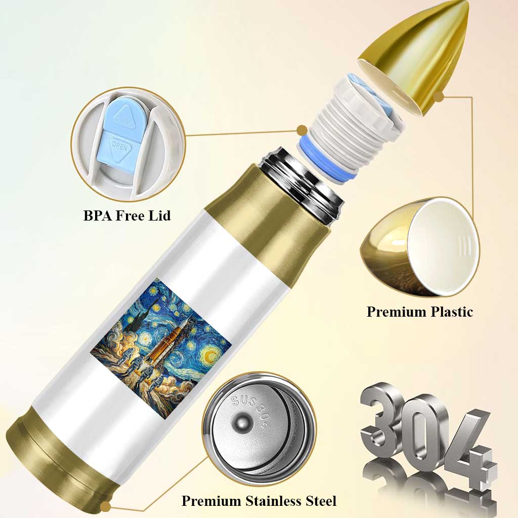 Lunar Mission Astronaut Starry Night Bullet Tumbler Space Lover Gift