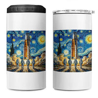 Lunar Mission Astronaut Starry Night 4 in 1 Can Cooler Tumbler Space Lover Gift