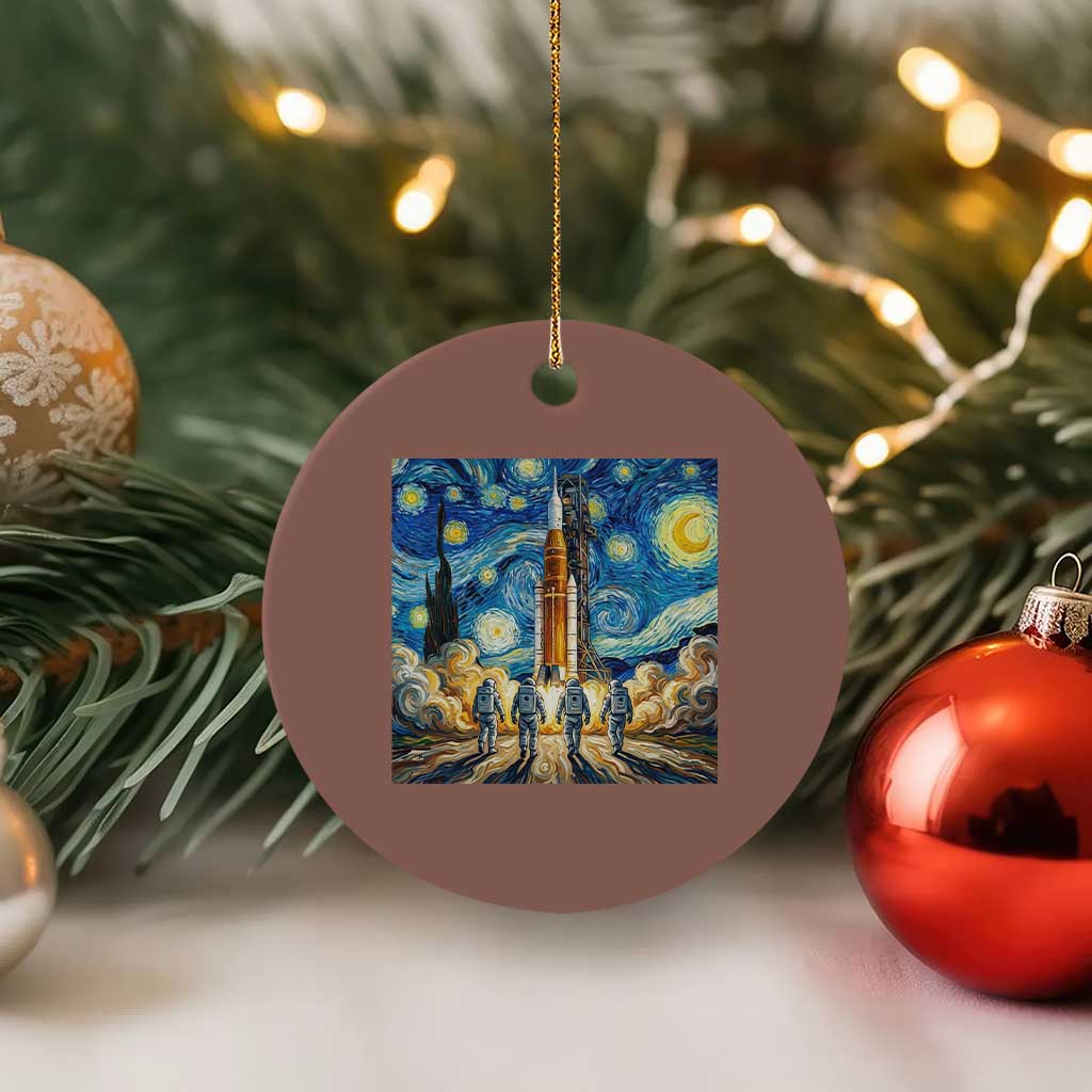 Lunar Mission Astronaut Starry Night Ceramic Ornament Space Lover Gift