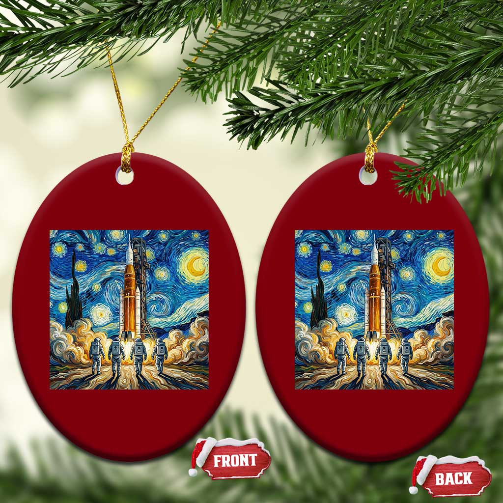 Lunar Mission Astronaut Starry Night Ceramic Ornament Space Lover Gift