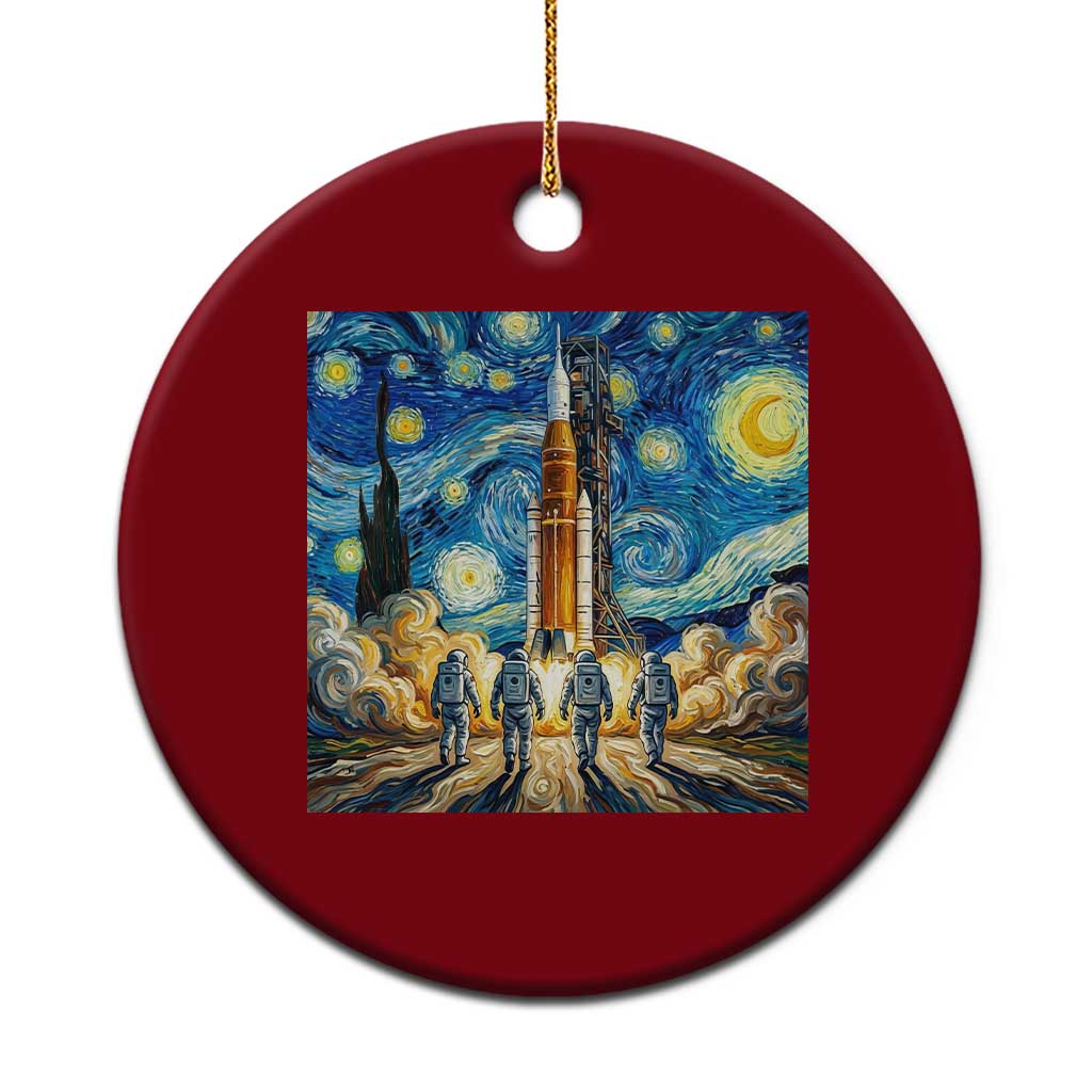 Lunar Mission Astronaut Starry Night Ceramic Ornament Space Lover Gift