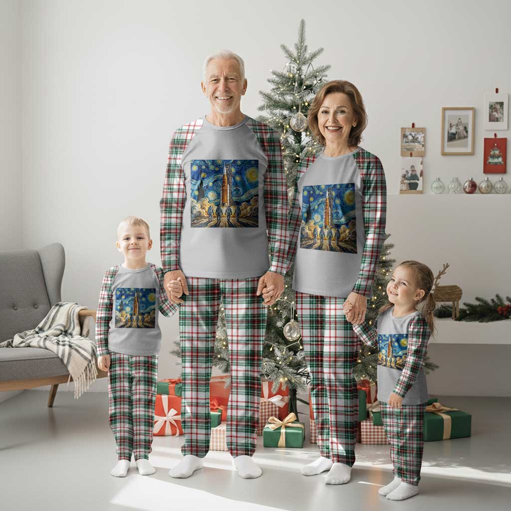 Lunar Mission Astronaut Starry Night Plaid Pajama Set Space Lover Gift