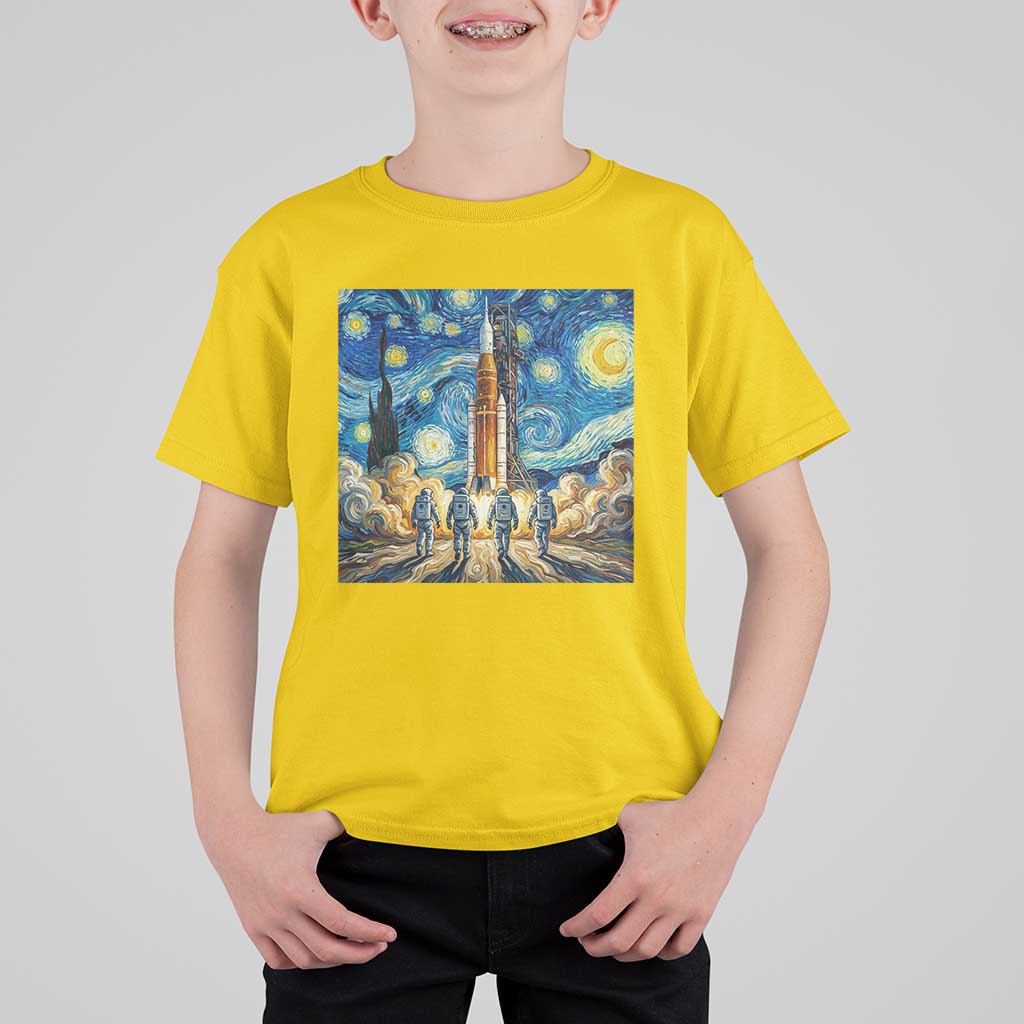 Lunar Mission Astronaut Starry Night T Shirt For Kid Space Lover Gift