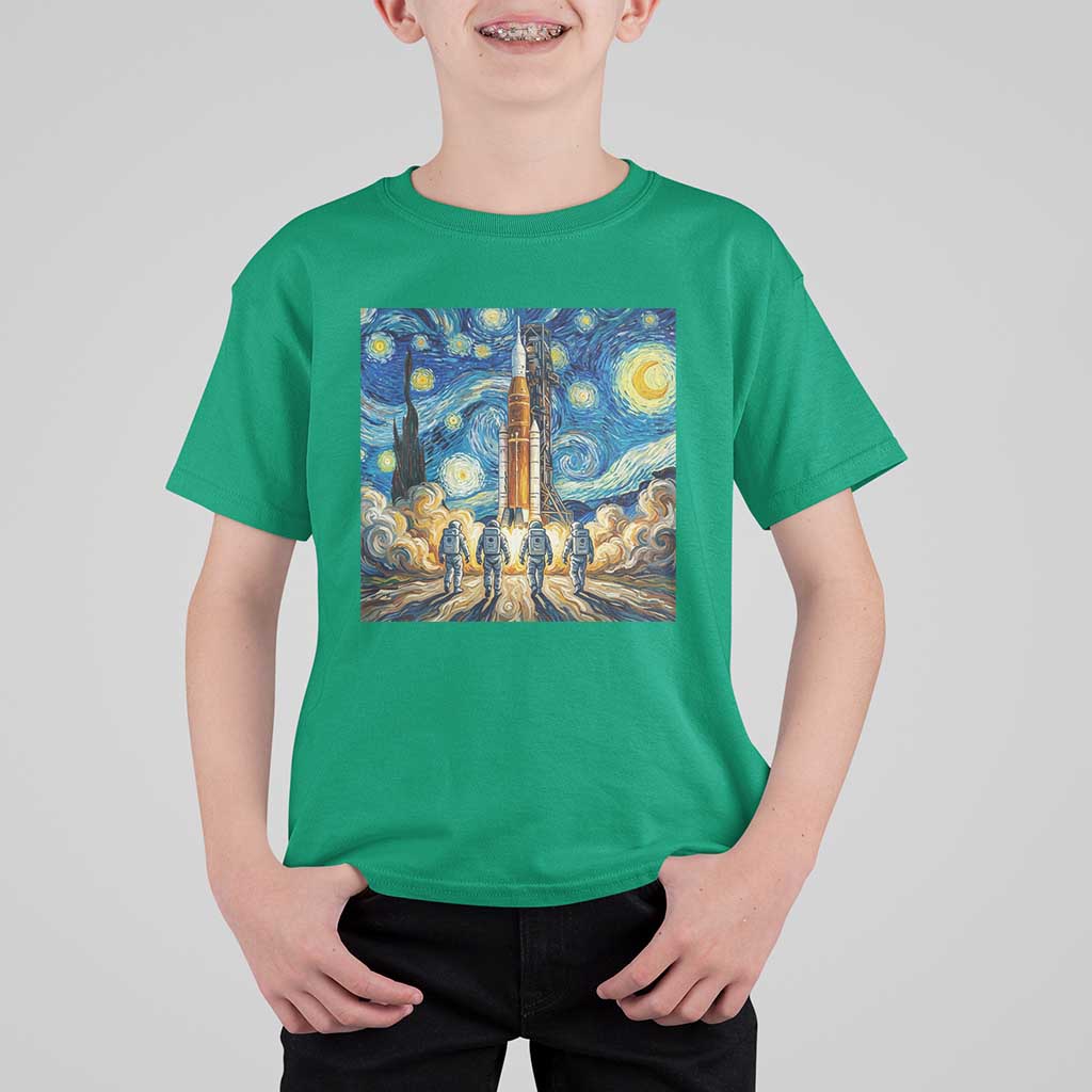 Lunar Mission Astronaut Starry Night T Shirt For Kid Space Lover Gift
