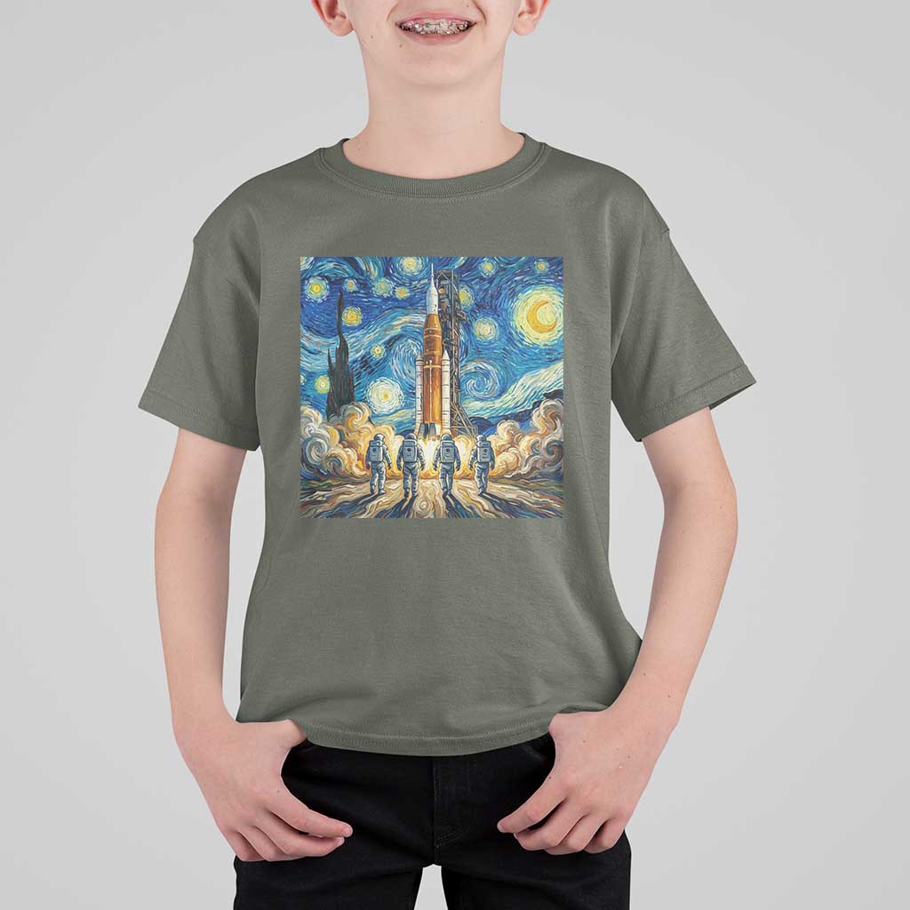 Lunar Mission Astronaut Starry Night T Shirt For Kid Space Lover Gift